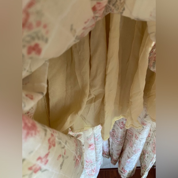 Free People Printed Oasis Shirred Smocked Square Neck Midi Dress Large - Picture 10 of 16